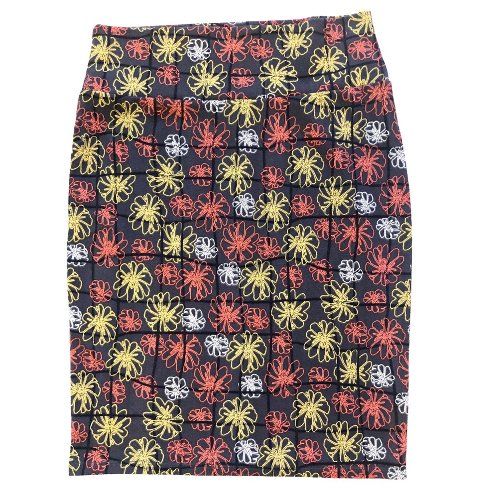 Flower Print Stretch Pencil Skirt